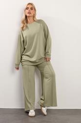 YOURS Plus Size Light Khaki Green Sweatshirt  | Yours Clothing 2