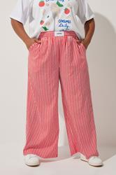 LIMITED COLLECTION Plus Size Red Stripe Boxer Waist Trousers | Yours Clothing 1