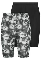 YOURSET 2 PACK Curve Black Tie Dye Cycling Shorts