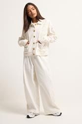 PixieGirl Petite Women's White Embroidered Cotton Wide Leg Trousers | PixieGirl 3