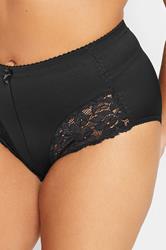 YOURS Plus Size Black Light Control High Waisted Full Briefs | Yours Clothing 1