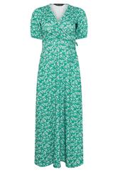 M&Co Petite Green Ditsy Floral Print Maxi Wrap Dress