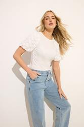 LTS Tall Women's White Lace Sleeve T-Shirt | Long Tall Sally 3