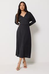PixieGirl Petite Women's Black Wrap Midi Dress | PixieGirl 3
