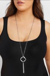 Silver Tone Knot Tassel Longline Necklace | Yours Clothing 1