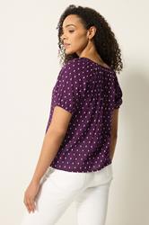 M&Co Berry Purple Dobby Short Sleeve Blouse | M&Co 4