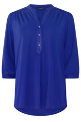 M&Co Blue Half Placket Collarless Shirt