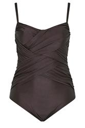YOURS Curve Chocolate Brown Crossover Super Sculpt Swimsuit