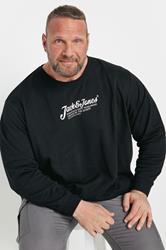 JACK & JONES Big & Tall Black Crew Neck Sweatshirt | BadRhino 2