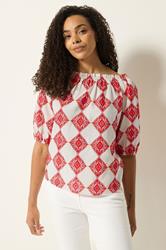 M&Co Ivory White Abstract Tile Print Top | M&Co 1