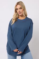 YOURS Plus Size Navy Blue Seam Detail Skater Top | Yours Clothing 3