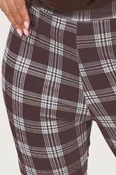 YOURS Plus Size Chocolate Brown Check Crepe Tapered Trousers | Yours Clothing 4