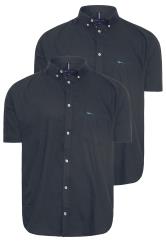 BadRhino Big & Tall Navy Blue 2 PACK Short Sleeve Oxford Shirts