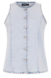 YOURS Curve Bleach Blue Denim Longline Waistcoat