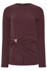 LTS Tall Women's Berry Red Metal Trim Textured Top | Long Tall Sally 5