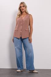 YOURS Plus Size Dusky Pink Linen Waistcoat | Yours Clothing 2