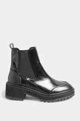 LTS Tall Black Chunky Chelsea Croc Heel Boot In Standard Fit | Long Tall Sally  2