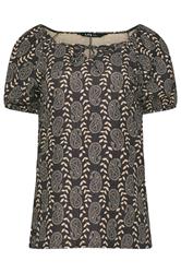 LTS Tall Black Geometric Tie Front Top