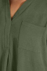 EVANS Plus Size Khaki Green Overhead Utility Shirt | Evans 4