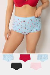 YOURSET 5 PACK Plus Size Blue Berry Print Shorts | Yours Clothing 2
