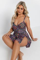 YOURS Plus Size Black Paisley Print Swimdress | Yours Clothing 1