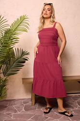 YOURS Plus Size Pink Cheesecloth Pleated Tiered Dress | Yours Clothing 3