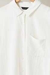 EVANS Plus Size White Long Sleeve Premium Linen Shirt | Evans 7