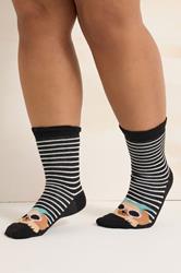 YOURSET 4 PACK Plus Size Black & Blue Dog Print Ankle Socks | Yours Clothing 2