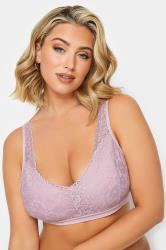 Plus Size Pink Seamless Lace Padded Non-Wired Bralette | Yours Clothing 3