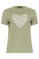 M&Co Green Heart Graphic Print Cotton T-Shirt