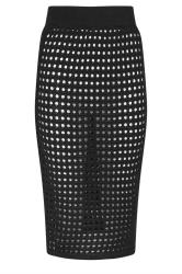 PixieGirl Petite Black Crochet Midi Skirt | PixieGirl 6