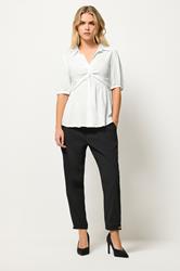 PixieGirl Petite Women's White Woven Twist Front Top | PixieGirl 1