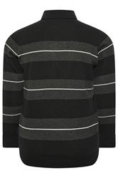BadRhino Big & Tall Black Stripe Collared Knitted Polo | BadRhino 7