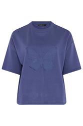 LIMITED COLLECTION Plus Size Purple Embroidered Butterfly Oversized Sweat T-Shirt | Yours Clothing 5