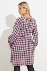 YOURS Plus Size Pink Check Textured Smock Dress | Yours Clothing  2