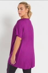 YOURS ACTIVE Plus Size Purple 'Wellness Club' Slogan Top | Yours Clothing 5
