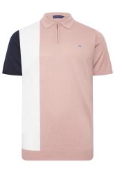 BadRhino Big & Tall Pink Stripe Knitted Polo Shirt | BadRhino 2