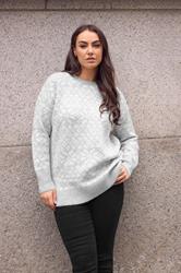 EVANS Plus Size Grey & White Fairisle Knitted Jumper | Evans 3
