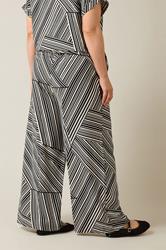 EVANS Plus Size Black Stripe Print Wide Leg Trousers | Evans 4