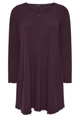 YOURS Curve Purple Ribbed Tunic Mini Dress