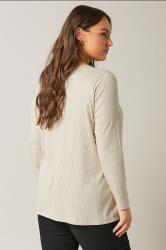EVANS Plus Size Cream Premium Ribbed Modal Blend Swing Top | Evans 2