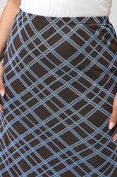 YOURS LONDON Plus Size Brown & Blue Check Maxi Skirt | Yours Clothing 5