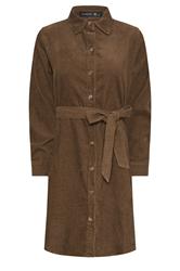 PixieGirl Petite Women's Chocolate Brown Cord Belted Cotton Midi Dress | PixieGirl 5