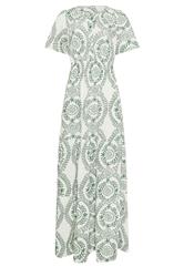 LTS Tall Green & White Leaf Print Linen Maxi Dress