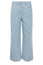 PixieGirl Petite Women's Light Blue Denim Leopard Cotton Wide Leg Jeans | PixieGirl 5