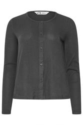 LTS Tall Charcoal Grey Ribbed Cardigan