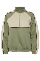 PixieGirl Petite Women's Green Colour Block Half Zip Sweatshirt | PixieGirl  5