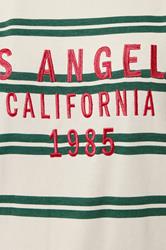 YOURS Plus Size Ivory White & Green Stripe 'Los Angeles' Sweatshirt | Yours Clothing 4