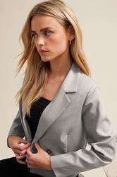 PixieGirl Petite Women's Light Grey Tailored Cropped Blazer | PixieGirl 7