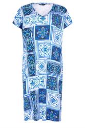 YOURS Curve Blue Tile Print Midi Dress